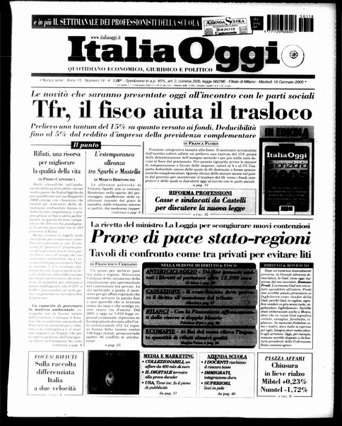 Italia oggi : quotidiano di economia finanza e politica